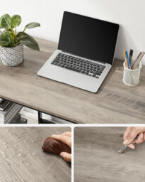 Songmics Shelved Work Desk, Industrial Style Office Table With Storage Options, Heather Greige And Ink Black - thumbnail 4