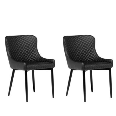 Beliani Set Of 2 Dining Chairs Solano Faux Leather Black - image 1