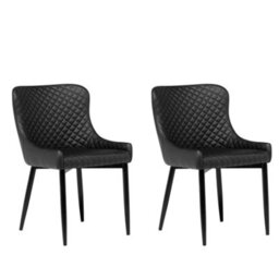 Beliani Set Of 2 Dining Chairs Solano Faux Leather Black - thumbnail 1