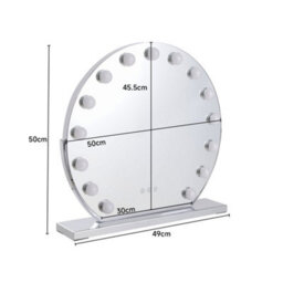 Living And Home Hollywood Vanity Mirror Lighted Adjustable Angle Round Makeup Mirror With 15 Led Bulbs, 3 Lighting Modes And Touch Screen - thumbnail 8