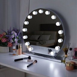 Living And Home Hollywood Vanity Mirror Lighted Adjustable Angle Round Makeup Mirror With 15 Led Bulbs, 3 Lighting Modes And Touch Screen - thumbnail 6