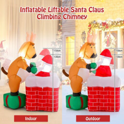 Costway 5Ft Inflatable Liftable Santa Claus Climb Chimney Reindeer Christmas Decoration - thumbnail 8