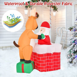 Costway 5Ft Inflatable Liftable Santa Claus Climb Chimney Reindeer Christmas Decoration - thumbnail 5