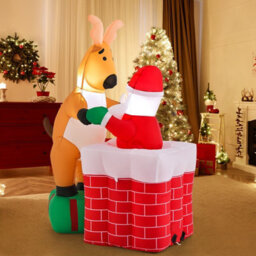 Costway 5Ft Inflatable Liftable Santa Claus Climb Chimney Reindeer Christmas Decoration - thumbnail 4