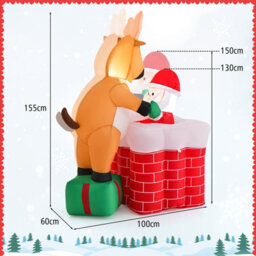 Costway 5Ft Inflatable Liftable Santa Claus Climb Chimney Reindeer Christmas Decoration - thumbnail 2