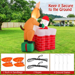 Costway 5Ft Inflatable Liftable Santa Claus Climb Chimney Reindeer Christmas Decoration - thumbnail 7