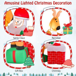 Costway 5Ft Inflatable Liftable Santa Claus Climb Chimney Reindeer Christmas Decoration - thumbnail 6