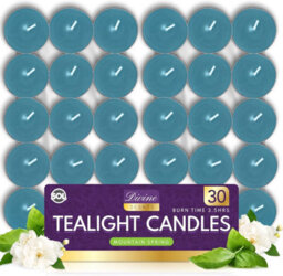 SOL 30Pk Tea Light Candles Mountain Spring 3.5 Hour Burn Time Scented Tea Lights With Refreshing Fragrance For Home Relaxation Dinners - thumbnail 1