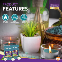 SOL 30Pk Tea Light Candles Mountain Spring 3.5 Hour Burn Time Scented Tea Lights With Refreshing Fragrance For Home Relaxation Dinners - thumbnail 3
