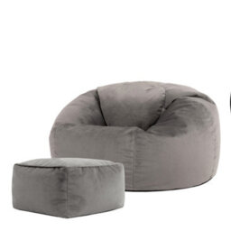 icon Kingston Classic Velvet Bean Bag Chair & Pouffe Charcoal Grey Bean Bag Chair - thumbnail 2