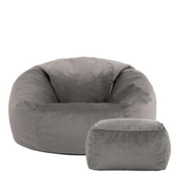 icon Kingston Classic Velvet Bean Bag Chair & Pouffe Charcoal Grey Bean Bag Chair