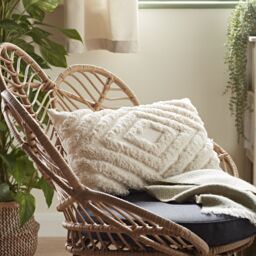 Natural Geometric Embroidered Effect Indoor Cushion, (L)50Cm X (W)30Cm - thumbnail 2