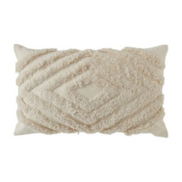 Natural Geometric Embroidered Effect Indoor Cushion, (L)50Cm X (W)30Cm - thumbnail 1