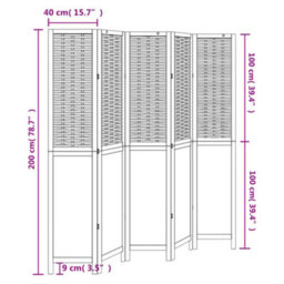 Vidaxl Room Divider 5 Panels Dark Brown Solid Wood Paulownia - thumbnail 3