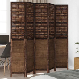 Vidaxl Room Divider 5 Panels Dark Brown Solid Wood Paulownia - thumbnail 1