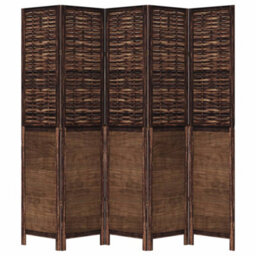 Vidaxl Room Divider 5 Panels Dark Brown Solid Wood Paulownia - thumbnail 4