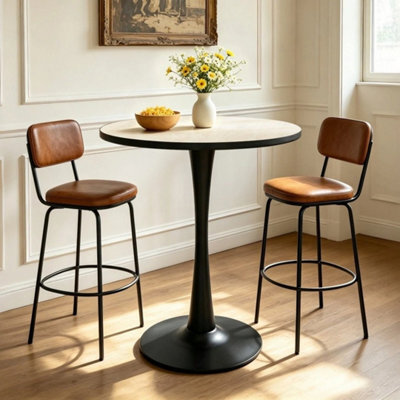 Round Pub Bar Table Standing Bistro Table With Black Legs - image 1