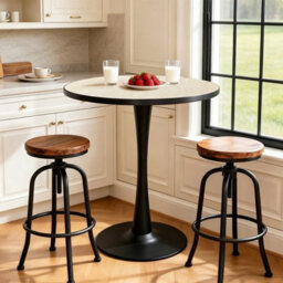Round Pub Bar Table Standing Bistro Table With Black Legs - thumbnail 3