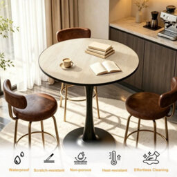 Round Pub Bar Table Standing Bistro Table With Black Legs - thumbnail 6