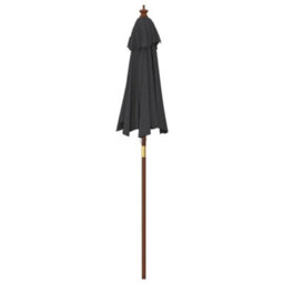 Berkfield Garden Parasol With Wooden Pole Black 196X231 Cm - thumbnail 5