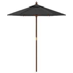 Berkfield Garden Parasol With Wooden Pole Black 196X231 Cm - thumbnail 4