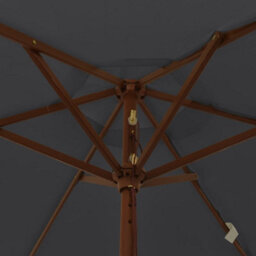 Berkfield Garden Parasol With Wooden Pole Black 196X231 Cm - thumbnail 6