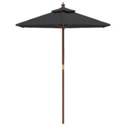 Berkfield Garden Parasol With Wooden Pole Black 196X231 Cm - thumbnail 3