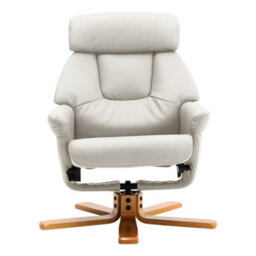 Living And Home Swivel Cream Faux Leather Lounge Recliner With Ottoman - thumbnail 3