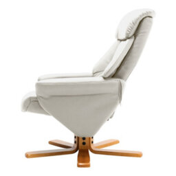 Living And Home Swivel Cream Faux Leather Lounge Recliner With Ottoman - thumbnail 4