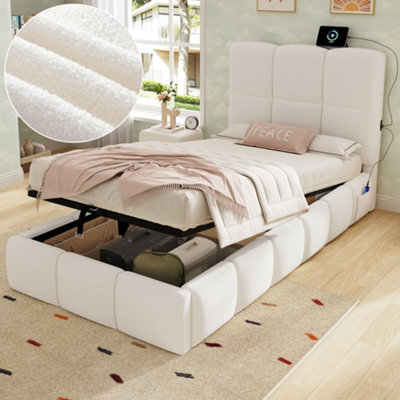 Single Upholstered Hydraulic Storage Bed With Headboard And Large Storage Space - image 1