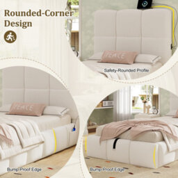 Single Upholstered Hydraulic Storage Bed With Headboard And Large Storage Space - thumbnail 7