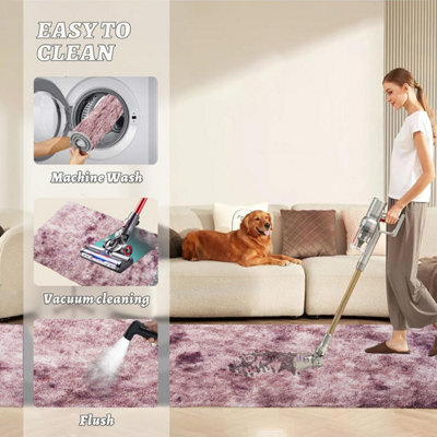 Ameha Shaggy Rugs Bedroom Living Room Non Slip Fluffy Kitchen Hallway Floor Mat Tye Dye Pink Rug Carpets 80X150 Cm - image 1