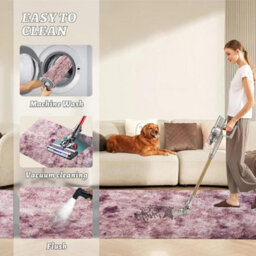 Ameha Shaggy Rugs Bedroom Living Room Non Slip Fluffy Kitchen Hallway Floor Mat Tye Dye Pink Rug Carpets 80X150 Cm - thumbnail 1