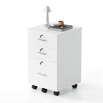 White 3 Drawer Locking Filing Cabinet With Hanging Bars For A4 And Letter Office - image 1