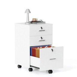 White 3 Drawer Locking Filing Cabinet With Hanging Bars For A4 And Letter Office - thumbnail 3