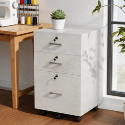 White 3 Drawer Locking Filing Cabinet With Hanging Bars For A4 And Letter Office - thumbnail 6