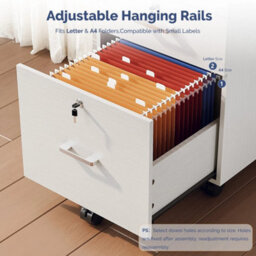 White 3 Drawer Locking Filing Cabinet With Hanging Bars For A4 And Letter Office - thumbnail 4