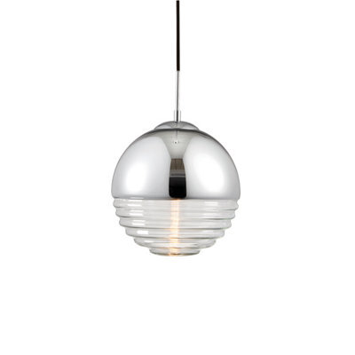 Anson Lighting Palma 1Lt    Chrome Plate And Clear Ribbed Glass Pendant Single