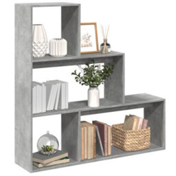 Berkfield Room Divider Bookcase 3-Tier Concrete Grey 123X29X123 Cm Engineered Wood