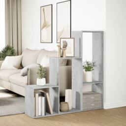 Berkfield Room Divider Bookcase 3-Tier Concrete Grey 123X29X123 Cm Engineered Wood - thumbnail 4