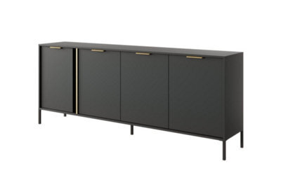 Arte Lars E Contemporary Sideboard Cabinet 4 Hinged Doors 4 Shelves Anthracite (H)820mm (W)2030mm (D)400mm - image 1