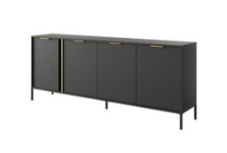 Arte Lars E Contemporary Sideboard Cabinet 4 Hinged Doors 4 Shelves Anthracite (H)820mm (W)2030mm (D)400mm - thumbnail 1
