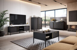 Arte Lars E Contemporary Sideboard Cabinet 4 Hinged Doors 4 Shelves Anthracite (H)820mm (W)2030mm (D)400mm - thumbnail 5