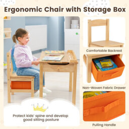 Costway Kids Table And Chair Set Children Wooden Activity Table Set W/ Drawer & Flip Top - thumbnail 7