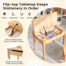 Costway Kids Table And Chair Set Children Wooden Activity Table Set W/ Drawer & Flip Top - thumbnail 6