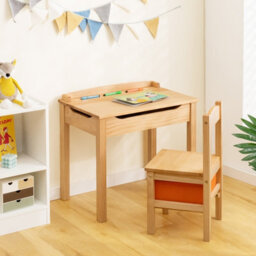 Costway Kids Table And Chair Set Children Wooden Activity Table Set W/ Drawer & Flip Top - thumbnail 4