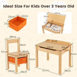 Costway Kids Table And Chair Set Children Wooden Activity Table Set W/ Drawer & Flip Top - thumbnail 2