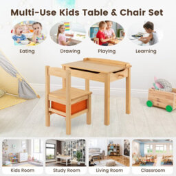 Costway Kids Table And Chair Set Children Wooden Activity Table Set W/ Drawer & Flip Top - thumbnail 9
