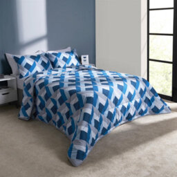 OHS Abstract Geo Coverless 10.5 Duvet Pillowcases Set, Navy -  Single - thumbnail 2