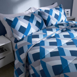 OHS Abstract Geo Coverless 10.5 Duvet Pillowcases Set, Navy -  Single - thumbnail 3